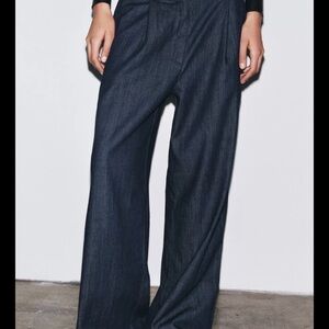 Zara Dark Blue Flare & Wide Leg Jeans